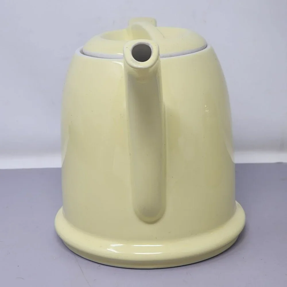 Vintage Hall China Metallic Gold & Cream Tea‎ Kettle W/ Ornate Embossed Design